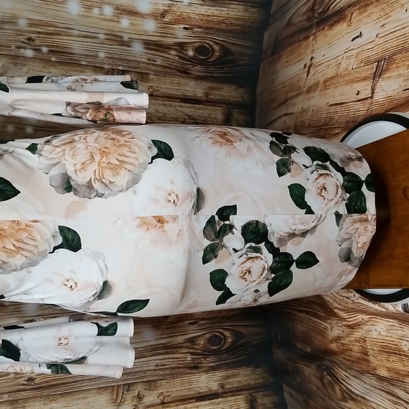 Calvin Klein Light Pink Floral Print Women's Sz. 4 3/4 Sleeve Zip-Up Dress - Picture 7 of 9